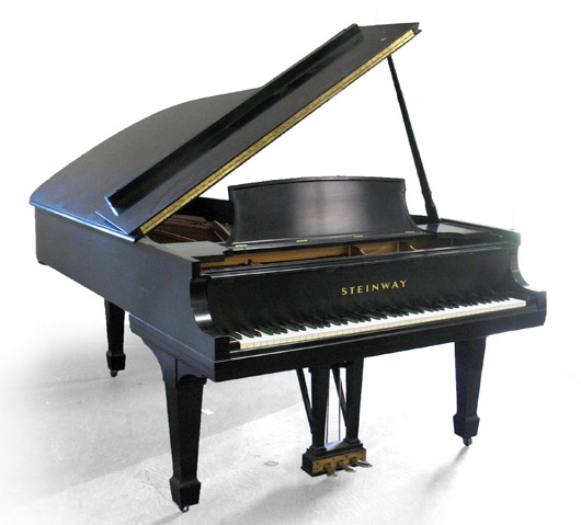 Steinway Model B ebony grand piano, with original receipt of purchase from the 1960s, sold via LiveAuctioneers.com for $19,555. Stephenson’s Auctioneers image.